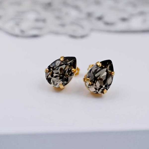 Stud earrings with crystals  Stud earrings with crystals in 24Κ gold-plating