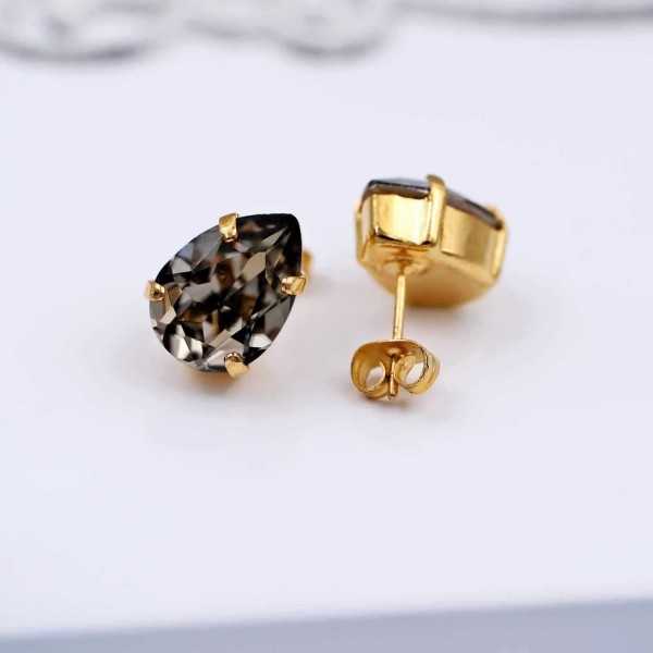 Stud earrings with crystals  Stud earrings with crystals in 24Κ gold-plating