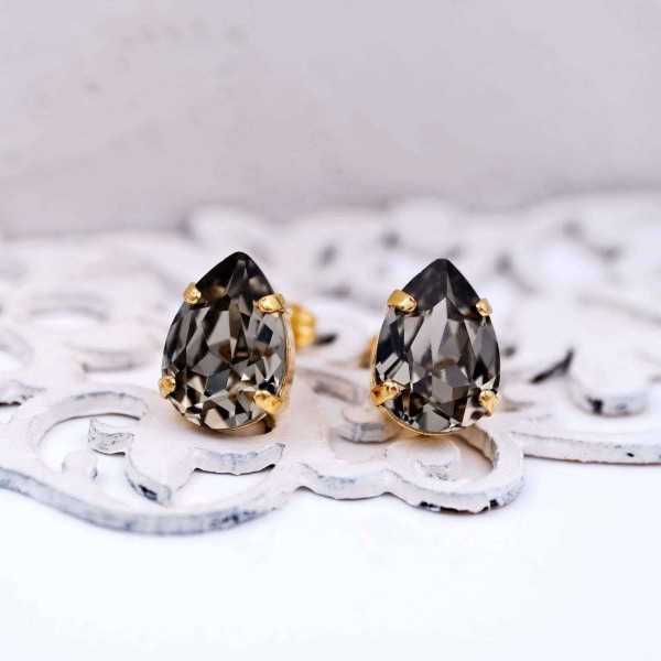 Stud earrings with crystals  Stud earrings with crystals in 24Κ gold-plating