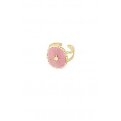 Gold-plated ring of stainless steel Gold-plated ring of stainless steel with semiprecious stone
