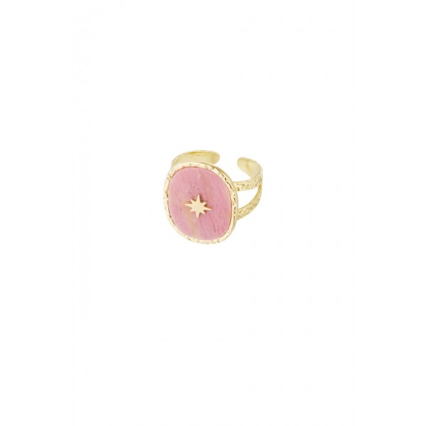 Gold-plated ring of stainless steel Gold-plated ring of stainless steel with semiprecious stone