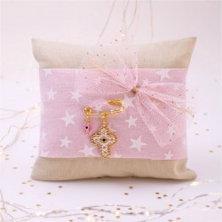 Handmade talisman pillow for Newborn baby-Girl with Miyuki Beaded Cross