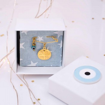 Handmade Baby Pin Talisman– 925° Sterling Silver with Byzantine Coin Handmade Baby Pin Talisman– 925° Sterling Silver with Byzantine Coin