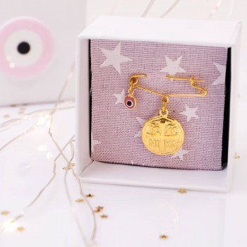 Handmade Baby Pin Talisman– 925° Sterling Silver with Byzantine Coin Handmade Baby Pin Talisman– 925° Sterling Silver with Byzantine Coin