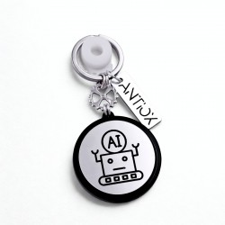 Handmade men’s Artificial Intelligence -AI keychain of acrylic with metal stainless steel texture 
