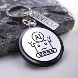 Handmade men’s Artificial Intelligence -AI keychain of acrylic with metal stainless steel texture 