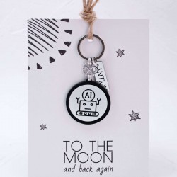 Handmade men’s Artificial Intelligence -AI keychain of acrylic with metal stainless steel texture 
