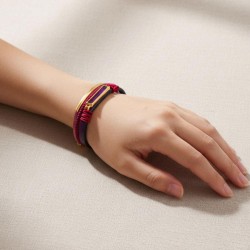 Leather Bracelet with Enamelled Polished Part Leather bracelet with metal details in gold-plating