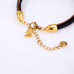 Leather 2026 lucky bracelet with enamelled evil eye