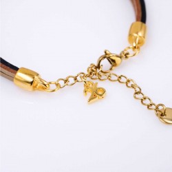 Leather 2026 lucky bracelet with enamelled evil eye and Pearl