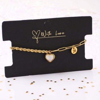 Stainless Steel Jewelry: Βραχιόλι - Γούρι Καρδιά Φίλντισι