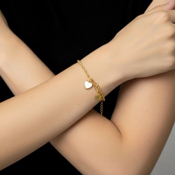 Stainless Steel Jewelry: Βραχιόλι - Γούρι Καρδιά Φίλντισι