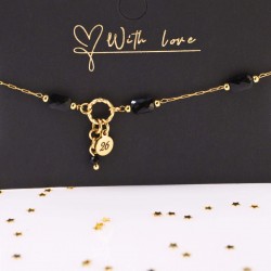 Stainless Steel Jewelry: Βραχιόλι - Γούρι με Κρύσταλλα Βραχιόλι Γούρι 2026 από ανοξείδωτο ατσάλι με επιμετάλλωση 24Κ χρυσού