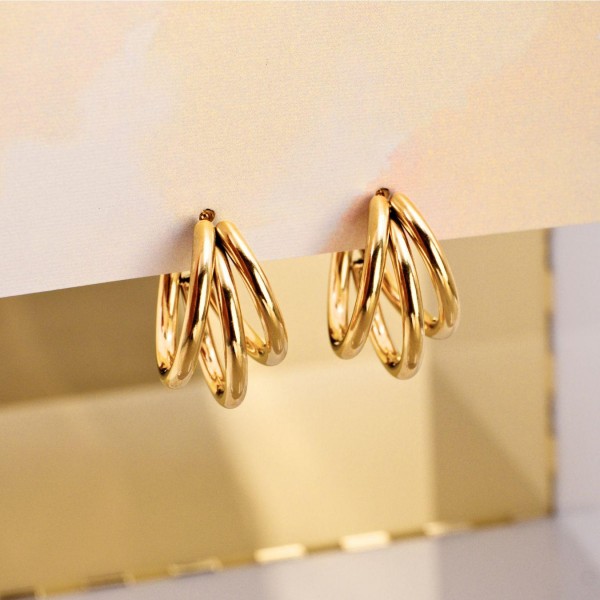 Gold-Plated Hoop Earrings - Stainless Steel Hoop Earrings made of stainless steel in gold plating