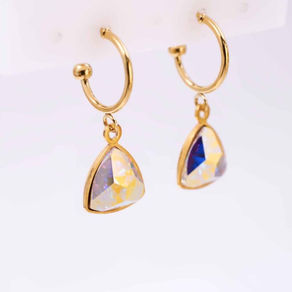Gold-Plated Earrings: Stainless Steel & Swarovski Crystals  Stainless steel Hoop Earrings with 24K gold plating and Swarovski Crystals