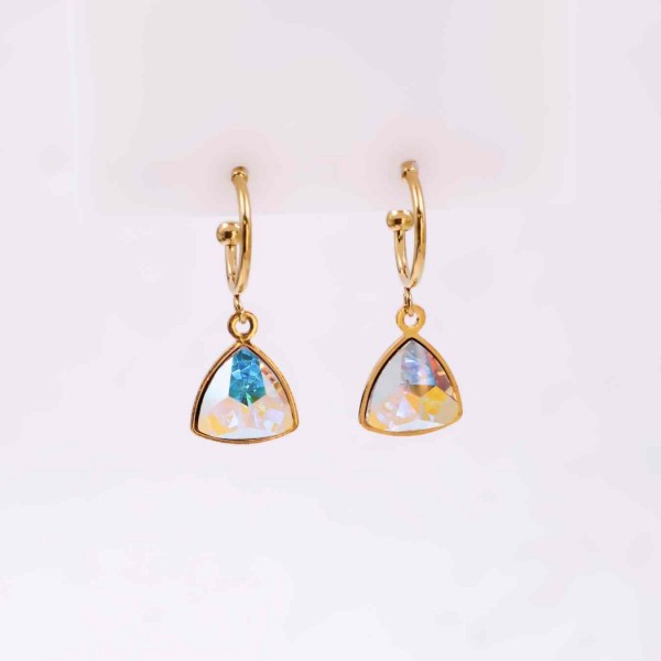 Gold-Plated Earrings: Stainless Steel & Swarovski Crystals  Stainless steel Hoop Earrings with 24K gold plating and Swarovski Crystals