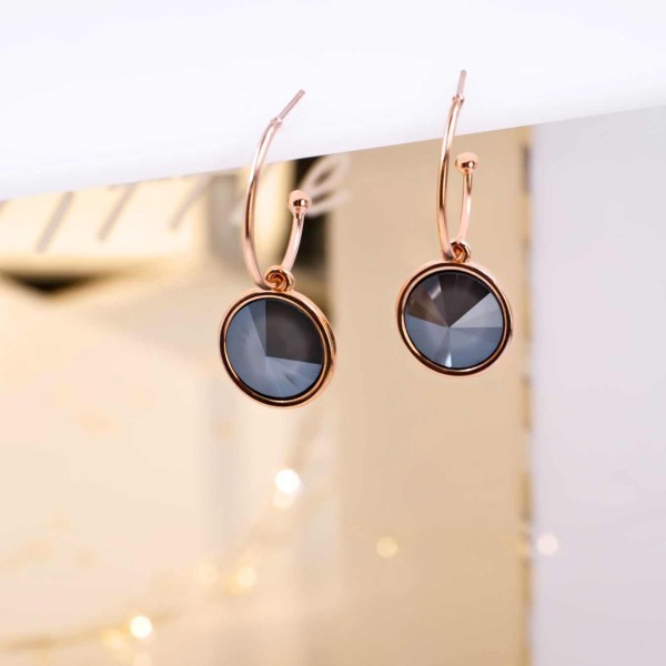 Gold-Plated Earrings with Swarovski Crystals  Hoop Earrings with 24K gold plating and Swarovski Crystals