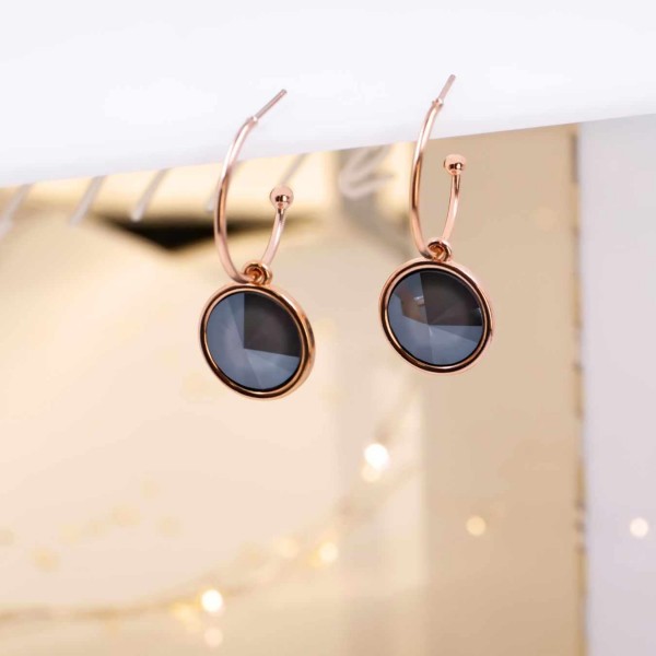Gold-Plated Earrings with Swarovski Crystals  Hoop Earrings with 24K gold plating and Swarovski Crystals