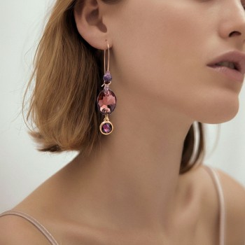 Crystal Collection: Κρεμαστά Σκουλαρίκια σε Ροζ Χρυσό Crystal Collection: Κρεμαστά Σκουλαρίκια σε Ροζ Χρυσό