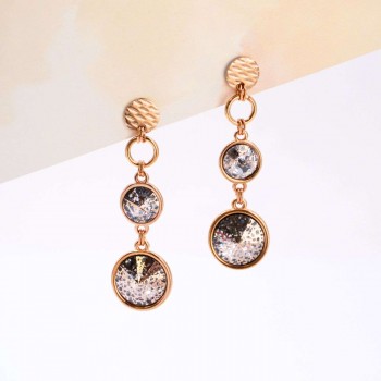 Ροζ Χρυσά Σκουλαρίκια με Κρύσταλλα Swarovski Ροζ Χρυσά Σκουλαρίκια με Κρύσταλλα Swarovski