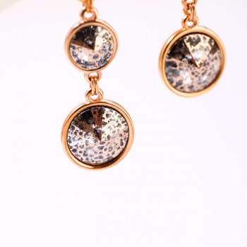 Ροζ Χρυσά Σκουλαρίκια με Κρύσταλλα Swarovski Ροζ Χρυσά Σκουλαρίκια με Κρύσταλλα Swarovski