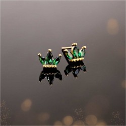 Zircon Crystal Crown Earrings Crown Earrings with zircon crystals and 24K gold-plating