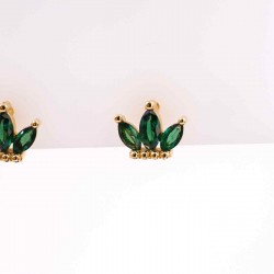 Zircon Crystal Crown Earrings Crown Earrings with zircon crystals and 24K gold-plating