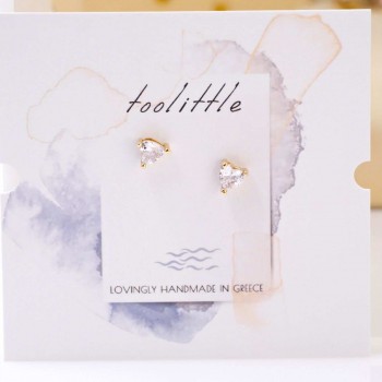 Σκουλαρίκια Καρδιά με Κρύσταλλα Ζιργκόν Σκουλαρίκια Καρδιά με Κρύσταλλα Ζιργκόν