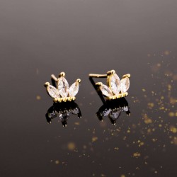 Zircon Crystal Crown Earrings Crown Earrings with zircon crystals and 24K gold-plating