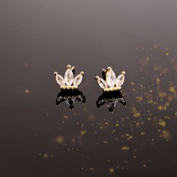 Zircon Crystal Crown Earrings Crown Earrings with zircon crystals and 24K gold-plating