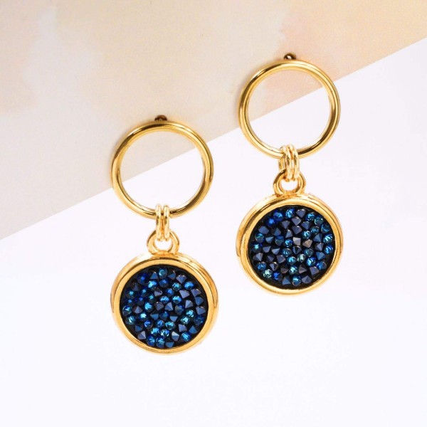 Κρεμαστά Σκουλαρίκια με επίχρυση επιμετάλλωση και κρύσταλλα Swarovski Fine Rocks