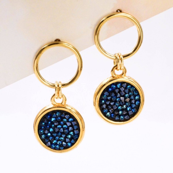 Κρεμαστά Σκουλαρίκια με επίχρυση επιμετάλλωση και κρύσταλλα Swarovski Fine Rocks