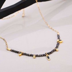 Handmade Necklace with Crystals and Enamel Handmade short necklace with crystals and enamel in 24K gold-plating
