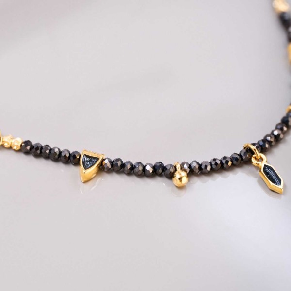 Handmade Necklace with Crystals and Enamel Handmade short necklace with crystals and enamel in 24K gold-plating