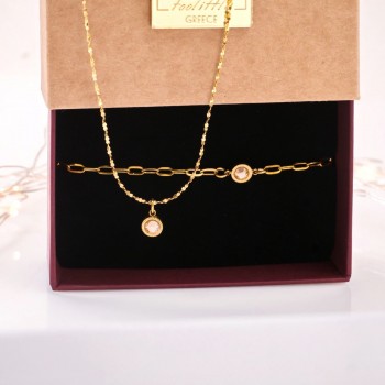 Necklace & Bracelet Set with Crystals – Gift Box Included Necklace & Bracelet Set with Crystals – Gift Box Included