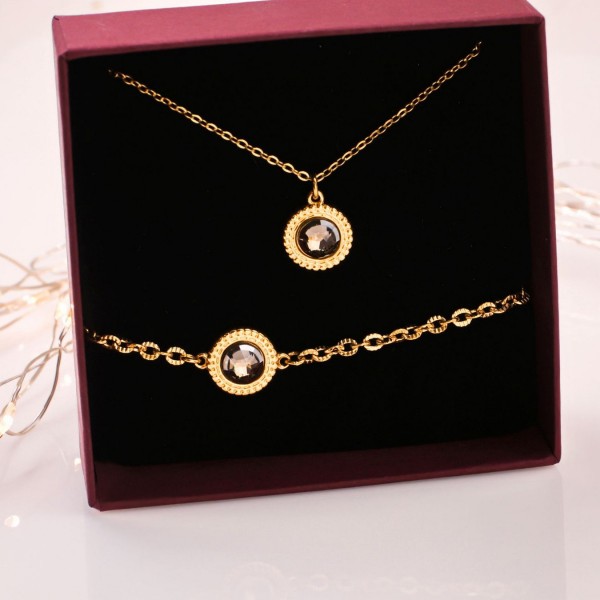 Σετ Κολιέ και Βραχιόλι με Κρύσταλλα Swarovski – Σε Κουτί Δώρου