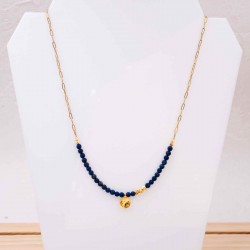 Χειροποίητο Κολιέ με Lapis Lazuli Xειροποίητo κοντό κολιέ σε επίχρυση επιμετάλλωση με λάπις λάζουλι