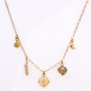 Chain necklace with metal charms of stainless steel and 24K Gold plating