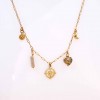 Chain necklace with metal charms of stainless steel and 24K Gold plating