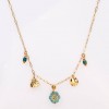 Steel Charms Necklace - Metal Flower & Enamel Chain necklace with metal charms of stainless steel and 24K Gold plating
