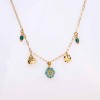 Steel Charms Necklace - Metal Flower & Enamel Chain necklace with metal charms of stainless steel and 24K Gold plating