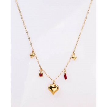 Steel Charms Necklace - Metal Heart & Zircon Steel Charms Necklace - Metal Heart & Zircon