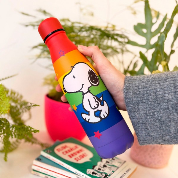 Ανοξείδωτo Μπουκάλι Νερού | Peanuts Rainbow Μπουκάλι Νερού Snoopy από ανοξείδωτο ατσάλι με ουράνιο τόξο