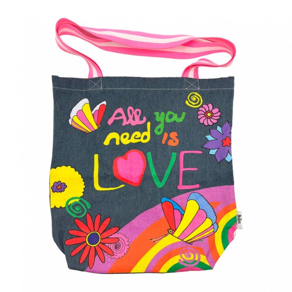 Τσάντα Tote από ανθεκτικό τζιν All you need is Love