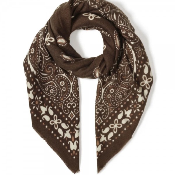 Μεγάλο Ethnic Φουλάρι με Paisley Σχέδιο | Coffee Brown Μεγάλο Ethnic Φουλάρι με Paisley Σχέδιο 110εκ. x 110εκ.