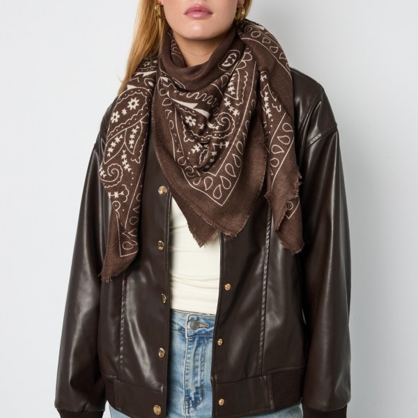 Μεγάλο Ethnic Φουλάρι με Paisley Σχέδιο | Coffee Brown Μεγάλο Ethnic Φουλάρι με Paisley Σχέδιο 110εκ. x 110εκ.