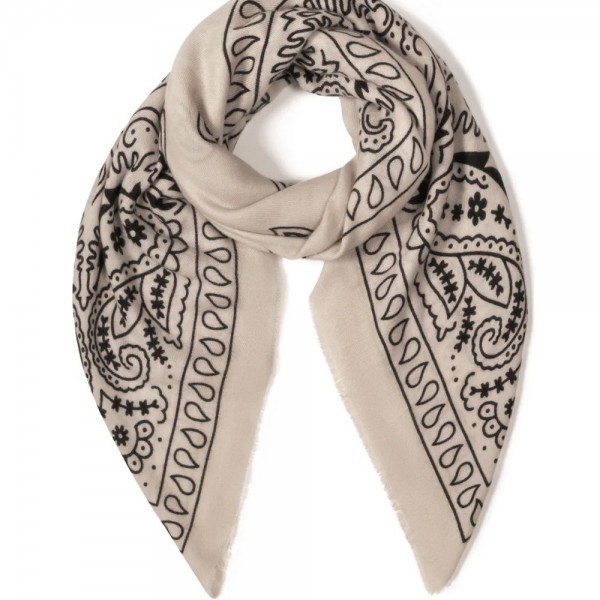 Μεγάλο Ethnic Φουλάρι με Paisley Σχέδιο | Beige Μεγάλο Ethnic Φουλάρι με Paisley Σχέδιο 110εκ. x 110εκ.