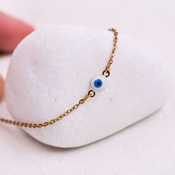Anklet made of stainless steel chain Anklet made of stainless steel chain with evil eye