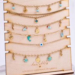 Σετ 6 Βραχιόλια Ποδιού Ατσάλι | Enamelled Sea Charms Σετ 6 Βραχιόλια Ποδιού Ατσάλι | Enamelled Sea Charms