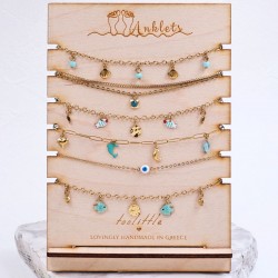Σετ 6 Βραχιόλια Ποδιού Ατσάλι | Enamelled Sea Charms Σετ 6 Βραχιόλια Ποδιού Ατσάλι | Enamelled Sea Charms